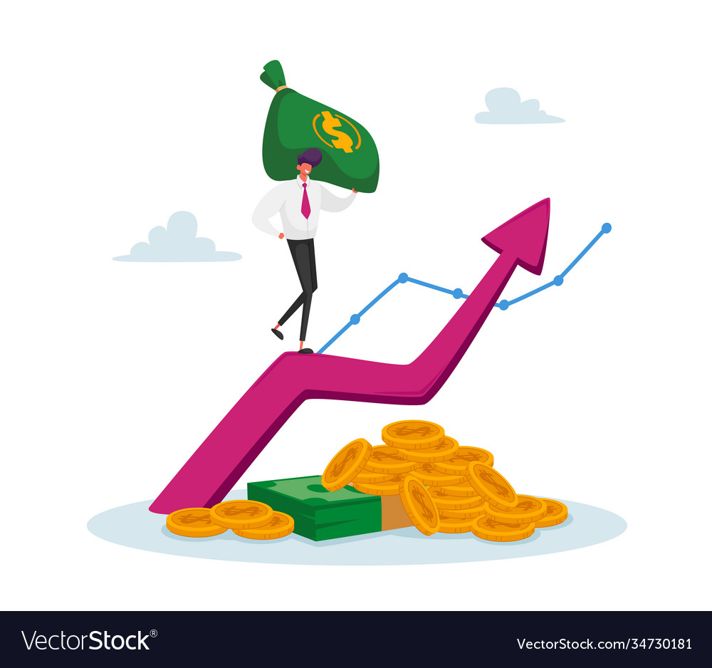 Income growth business man in formal clothing Vector Image