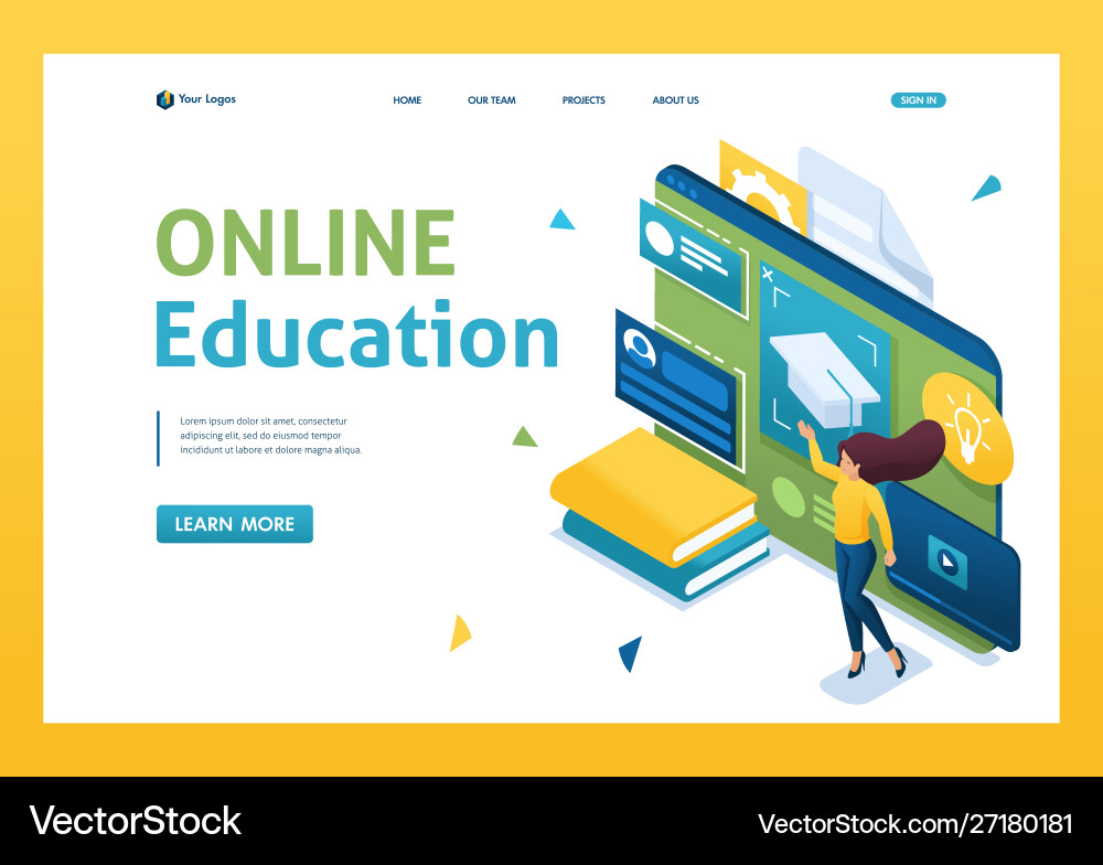 Young people are engaged in online training using Vector Image