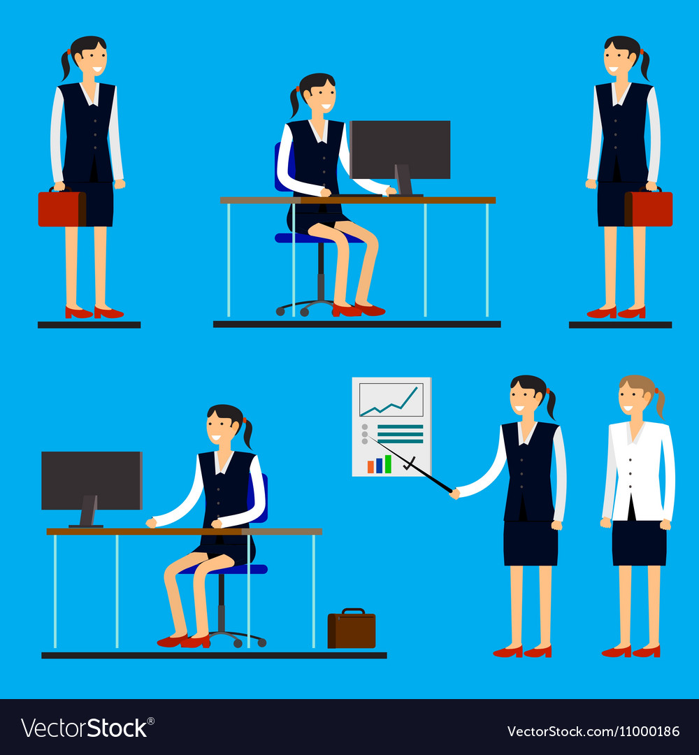 Cool flat design corporate business people line-up