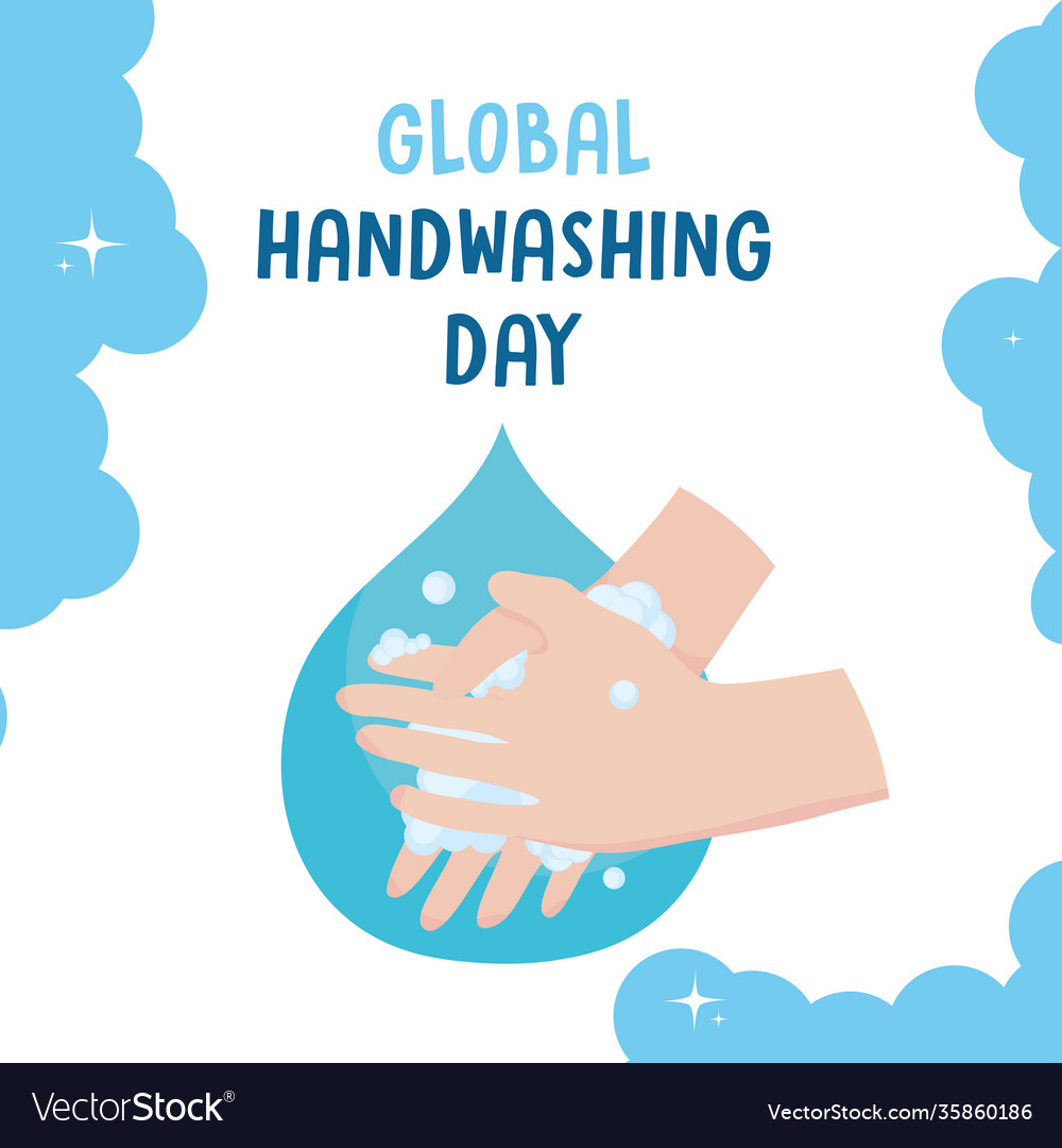 Global handwashing day washing hands with bubble Vector Image