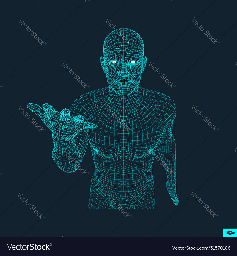 Man points to something hand 3d model Royalty Free Vector