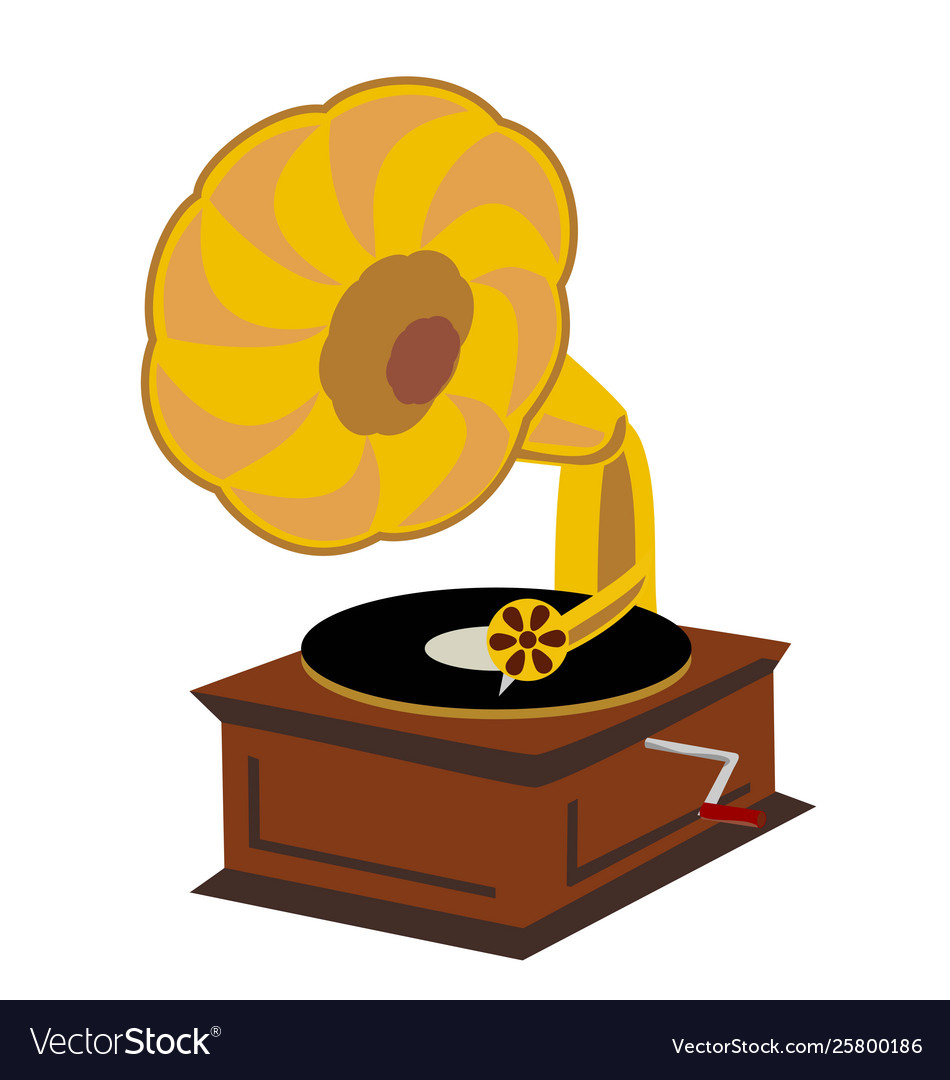 Old gramophone isolated on a white background Vector Image