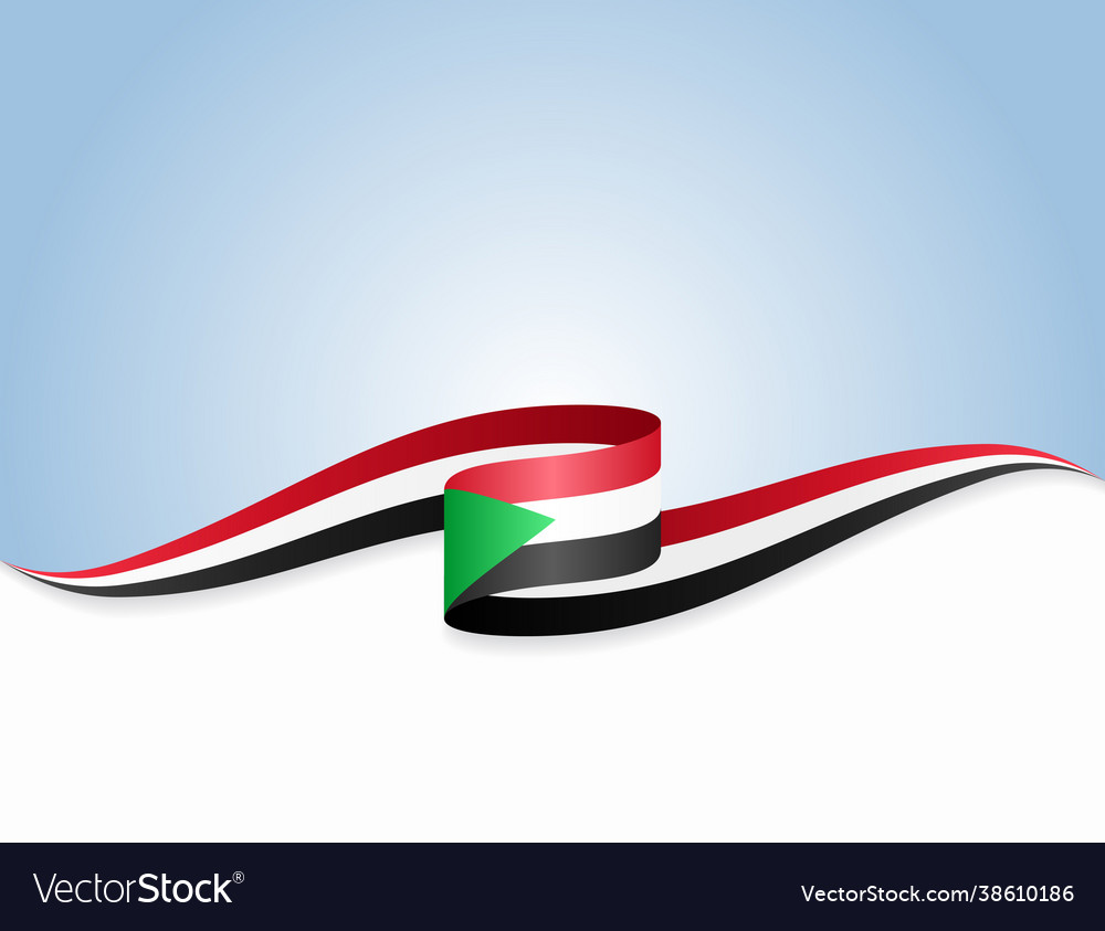 Sudanese flag wavy abstract background Royalty Free Vector