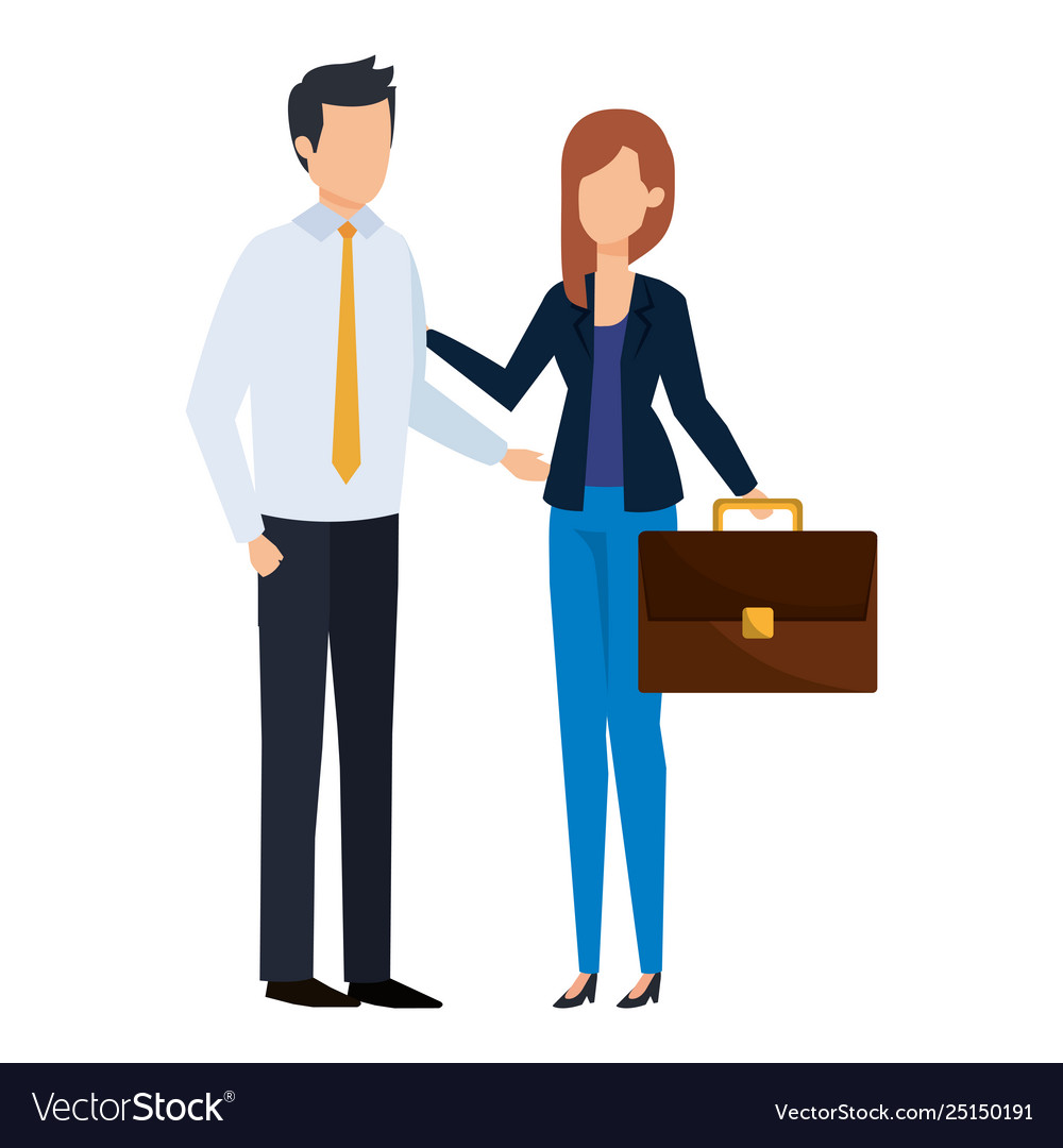 Business couple with portfolio Royalty Free Vector Image