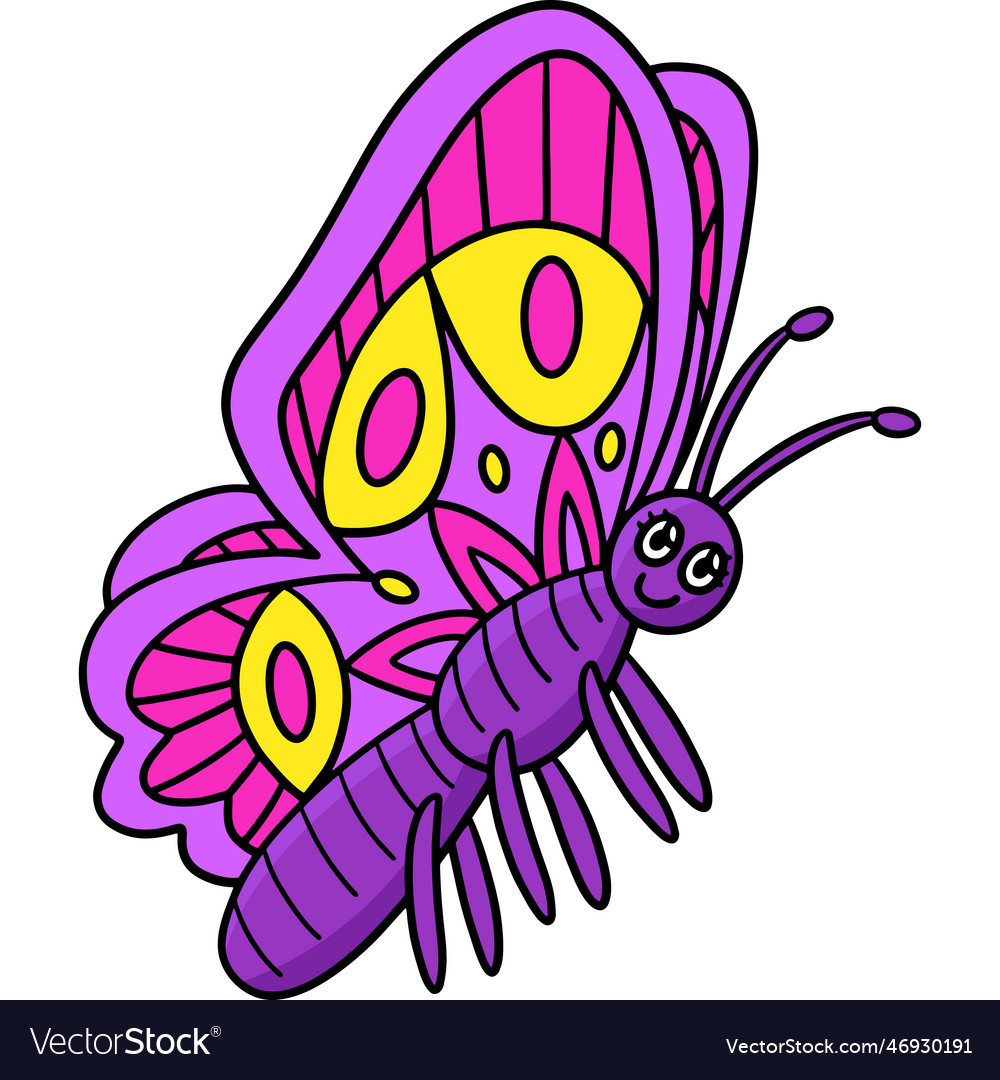 Butterfly cartoon colored clipart Royalty Free Vector Image