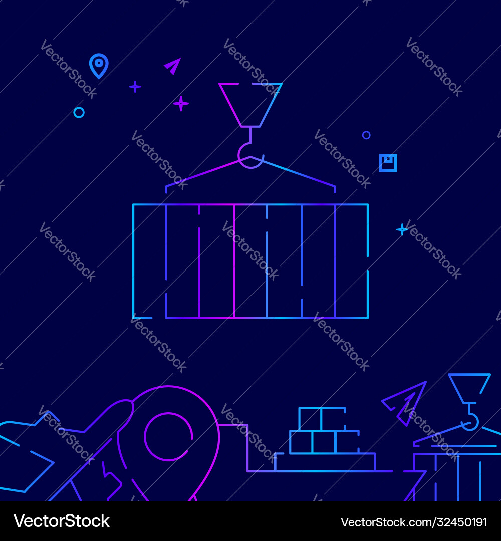 Cargo container loading line icon symbol Vector Image