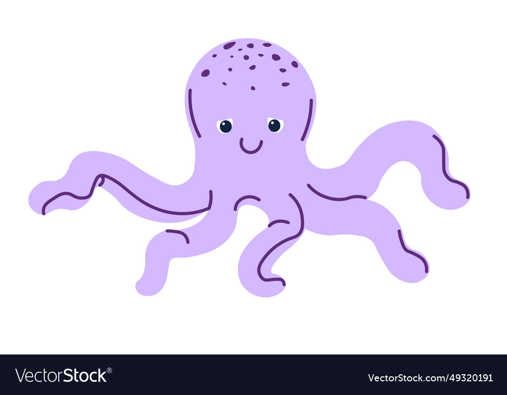 Cartoon personage of aquatic creature octopus Vector Image