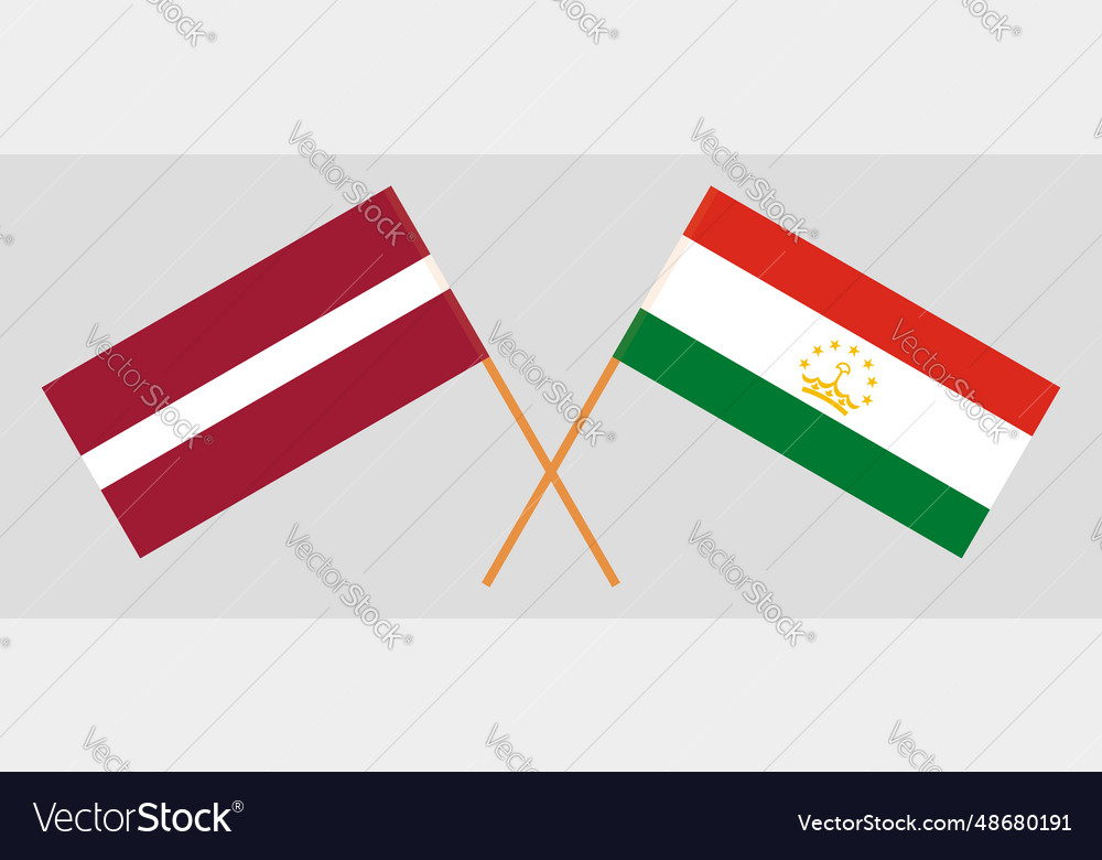 Crossed flags of latvia and tajikistan official Vector Image