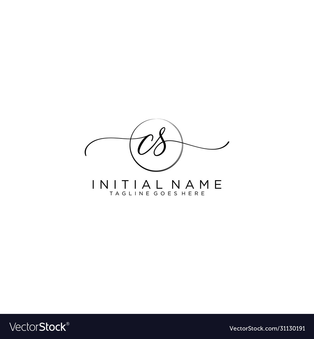 Cs Initial Handwriting Logo With Circle Template Vector Image