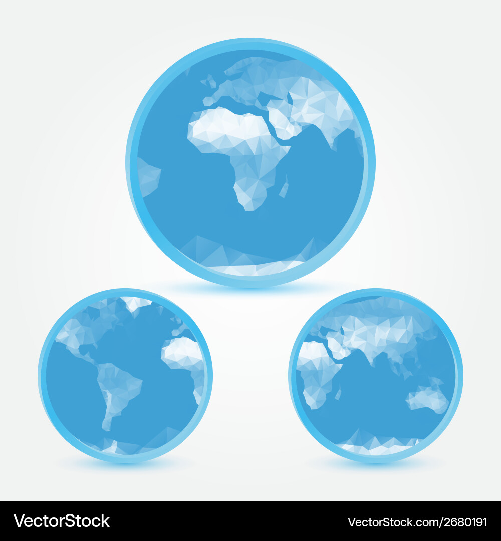 Globe Earth Blue Icons In Polygonal Style Symbol