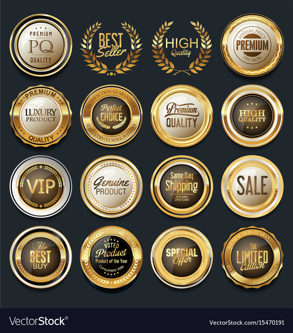 Luxury golden design badges and labels collection Vector Image