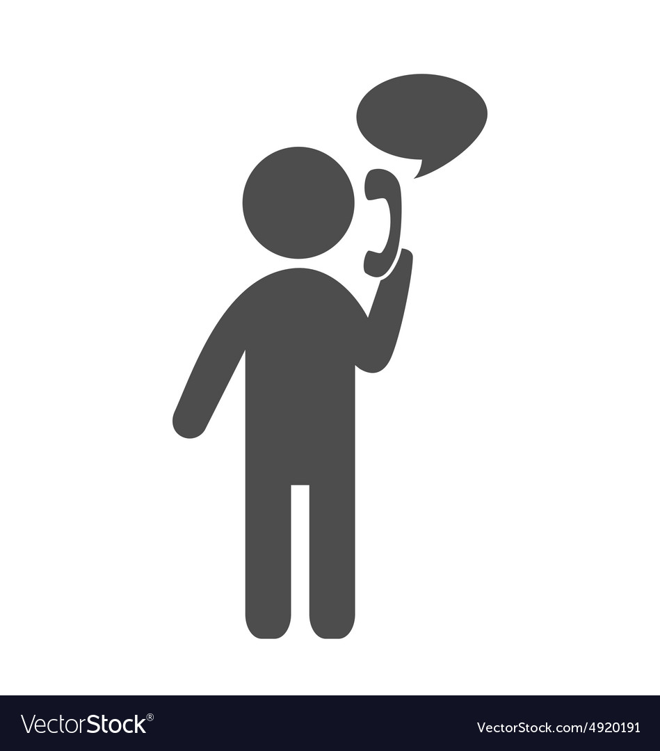 Man with phone flat icon pictograph isolated