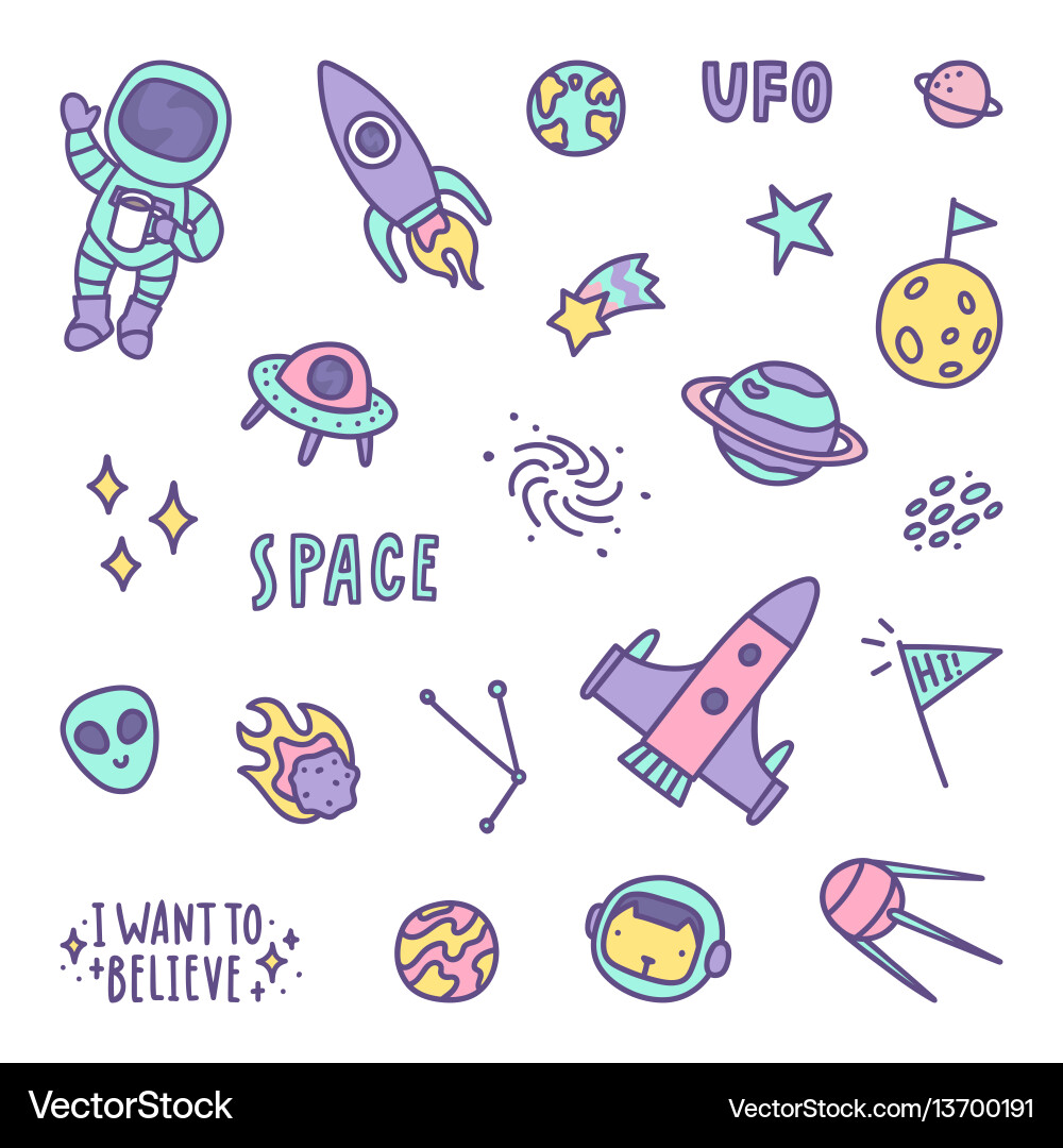 Set space objects Royalty Free Vector Image - VectorStock