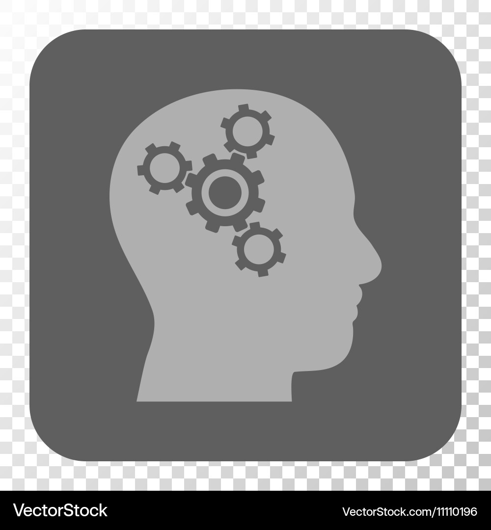 Brain mechanics rounded square button Royalty Free Vector