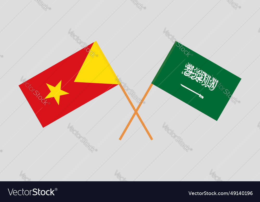Crossed flags of tigray and the kingdom saudi Vector Image
