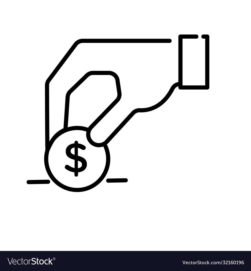 Hand with coin money dollar payment online line Vector Image