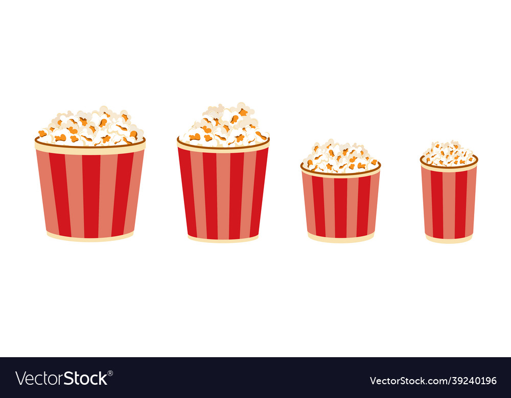 Popcorn buckets large medium and small portion Vector Image