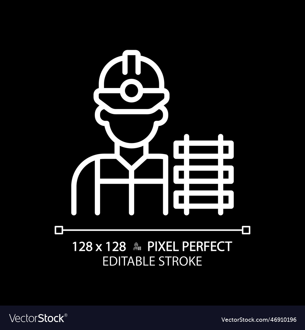 Railway worker pixel perfect white linear icon Vector Image