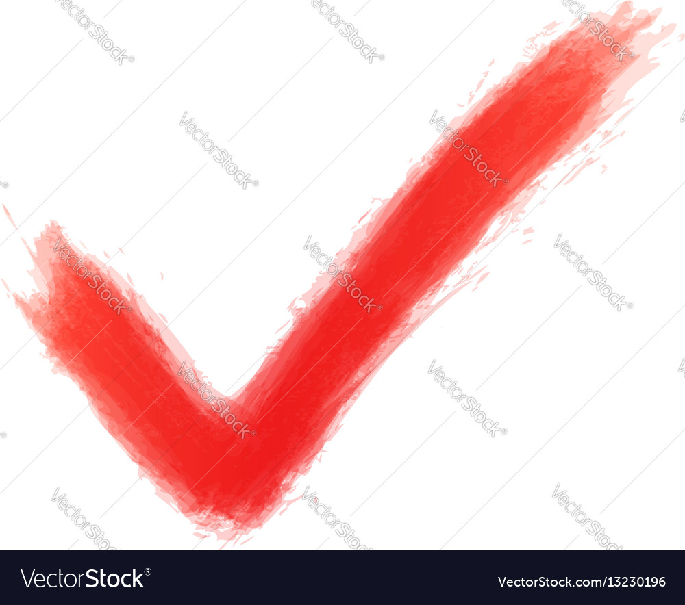 Red check mark sign watercolor texture Royalty Free Vector