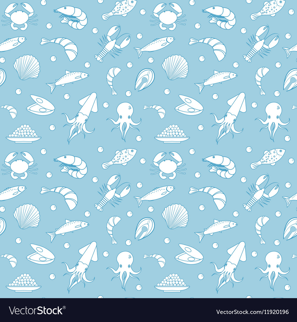 Sea life seamless pattern underwater endless