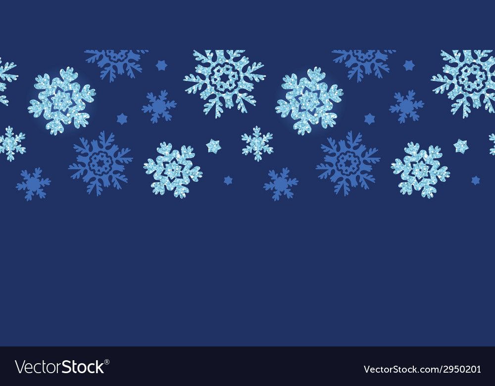 Glitter snowflakes dark horizontal border seamless