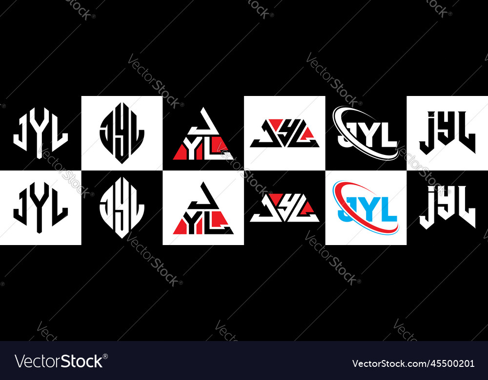 Jyl letter logo design in six style polygon Vector Image