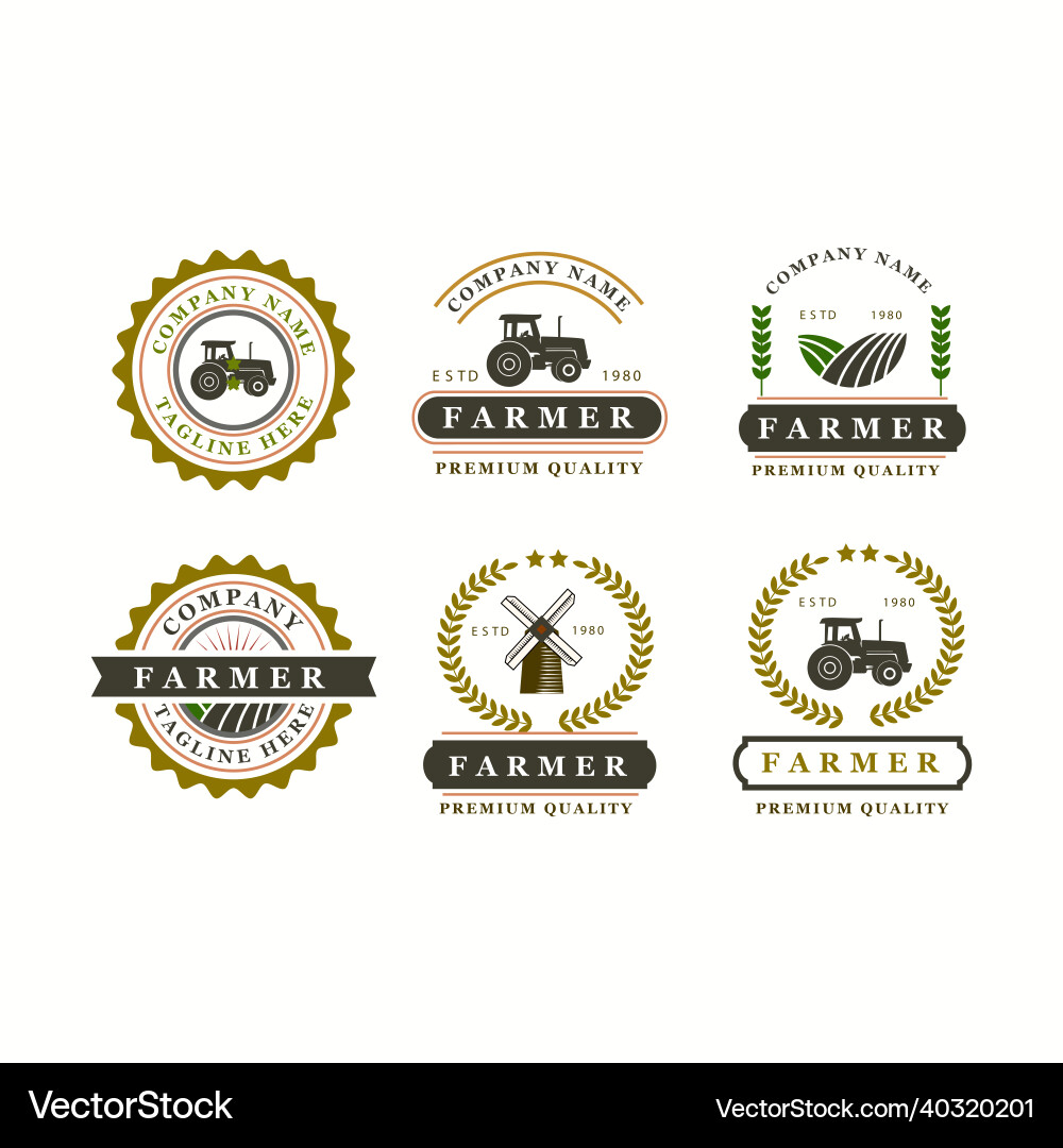 Set badges farmer logo Royalty Free Vector Image