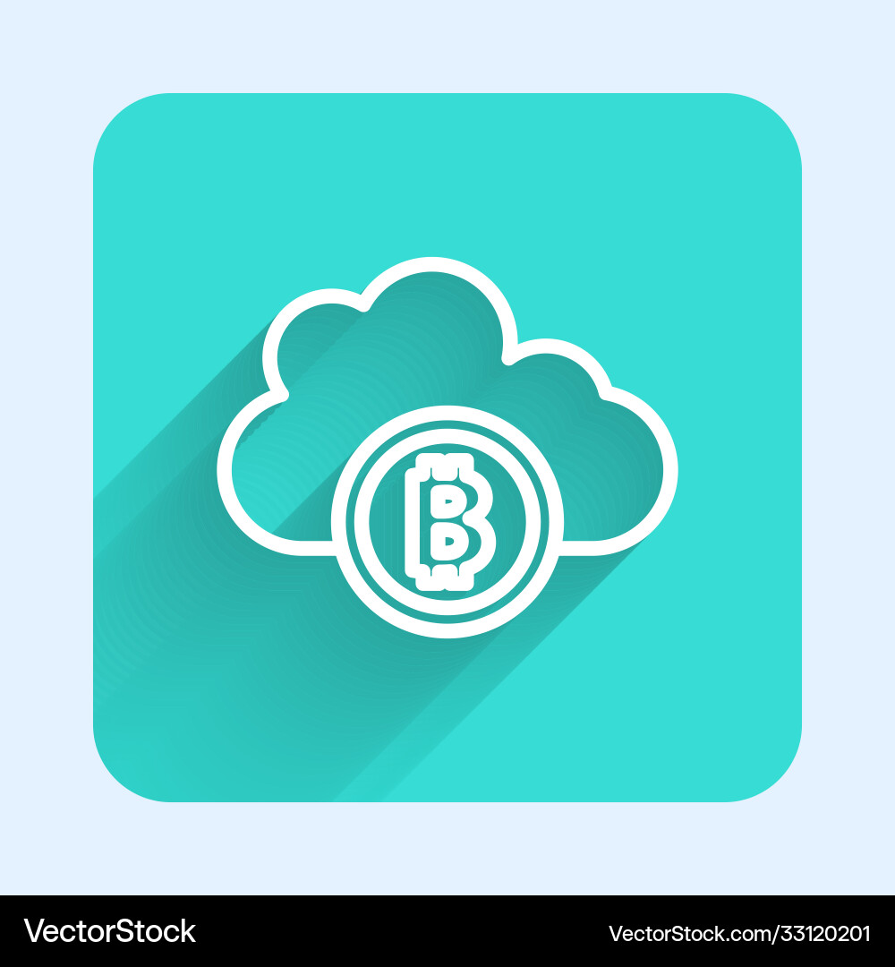 White line cryptocurrency cloud mining icon Vector Image