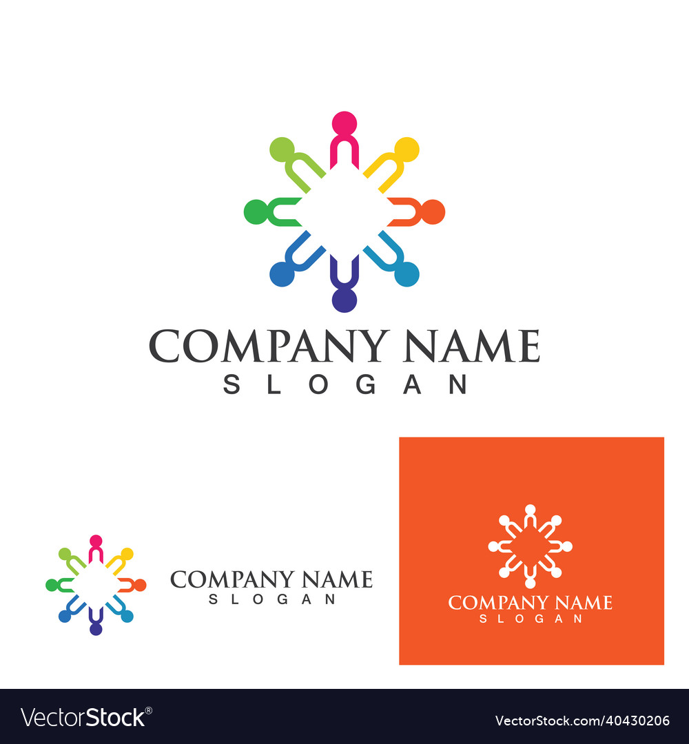 Community group people logo social icon design Vector Image