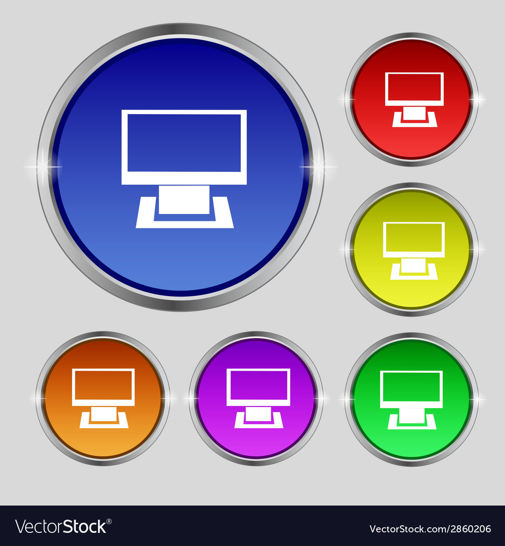 Computer widescreen monitor sign icon set Vector Image