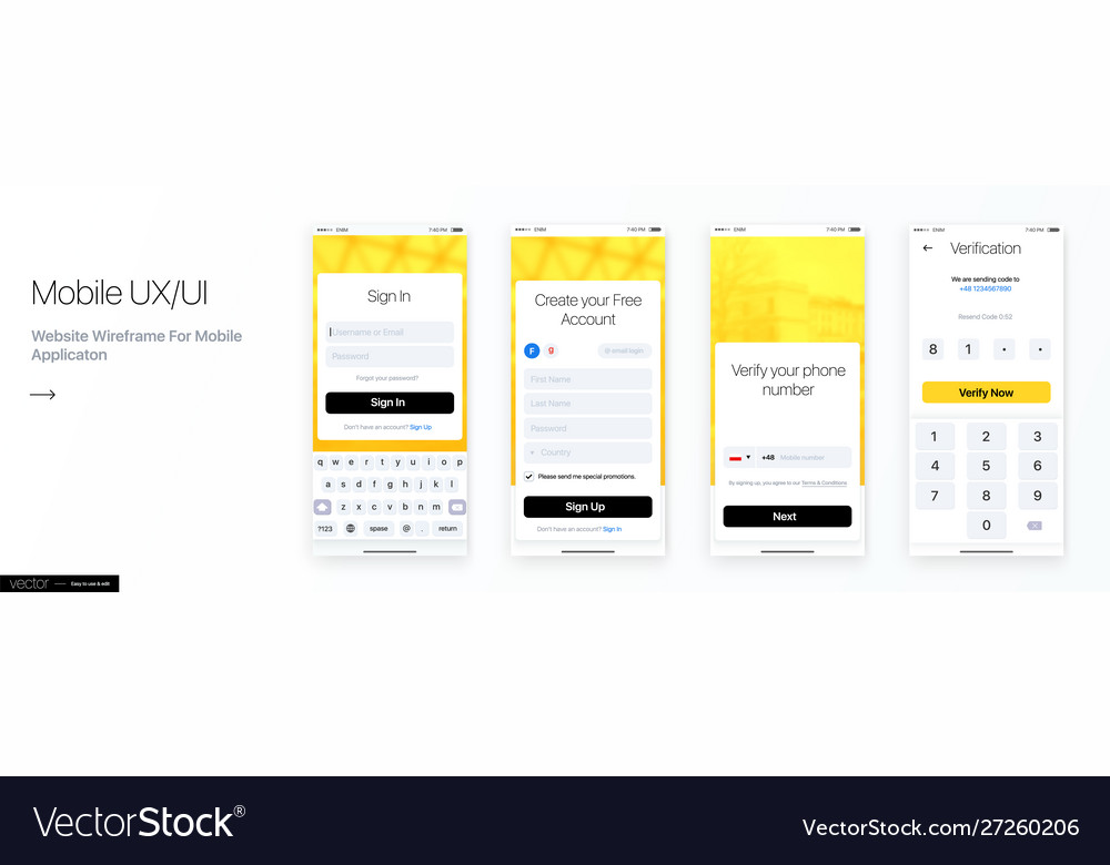 Design mobile application ui ux set of Royalty Free Vector
