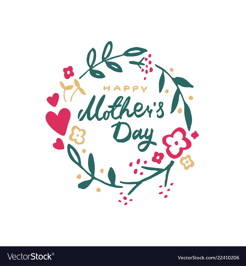 Greeting card with mother s day with wreath of Vector Image