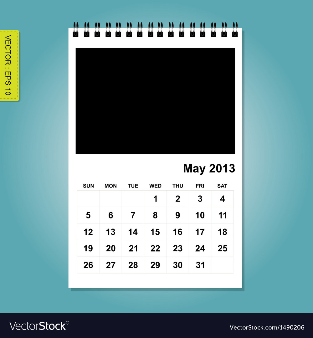 May 2013 Calendar Royalty Free Vector Image - VectorStock