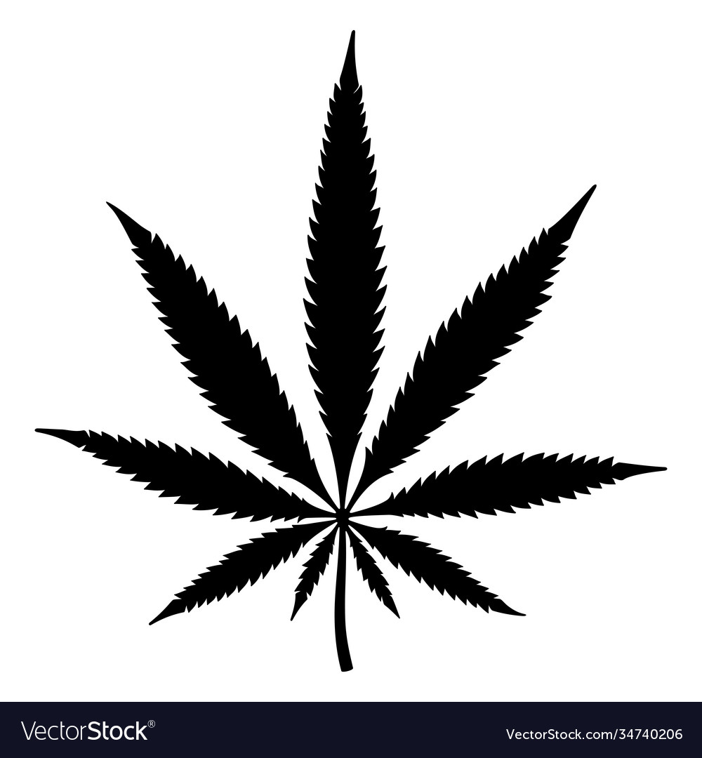 Silhouette hemp leaf Royalty Free Vector Image