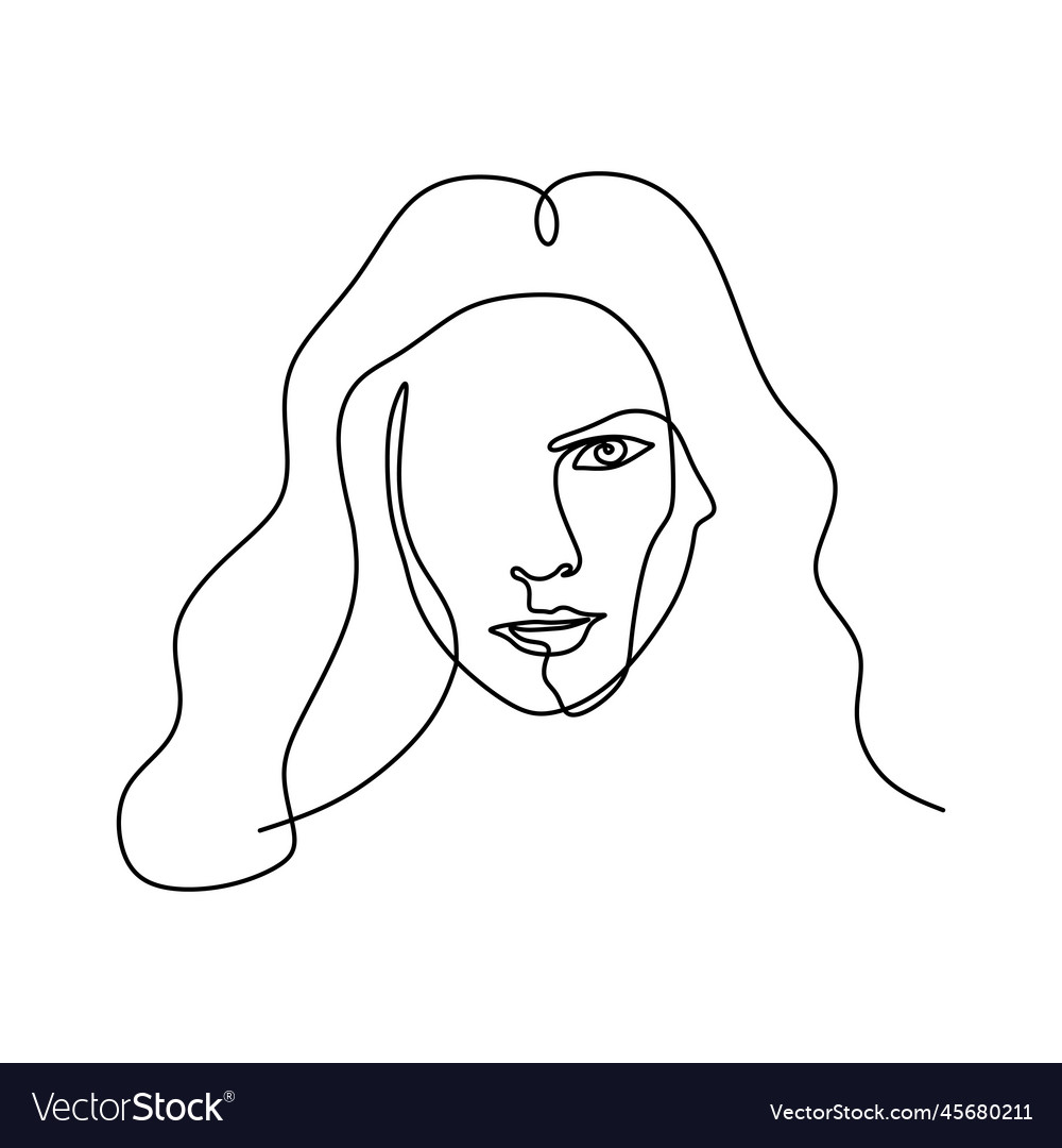 Abstract Face One Line Drawing Portrait Royalty Free Vector 1677