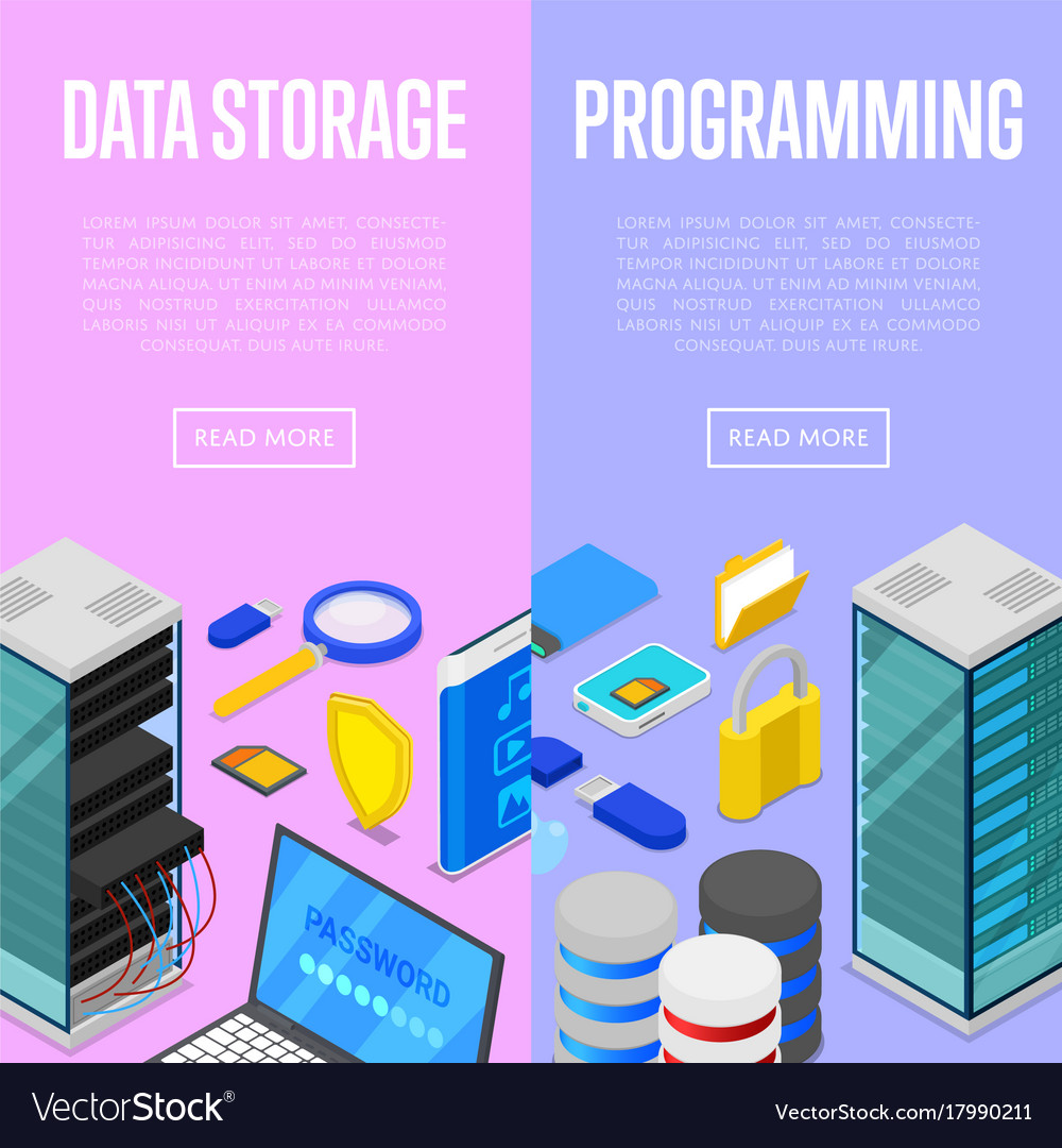 Data storage service and programing posters Vector Image