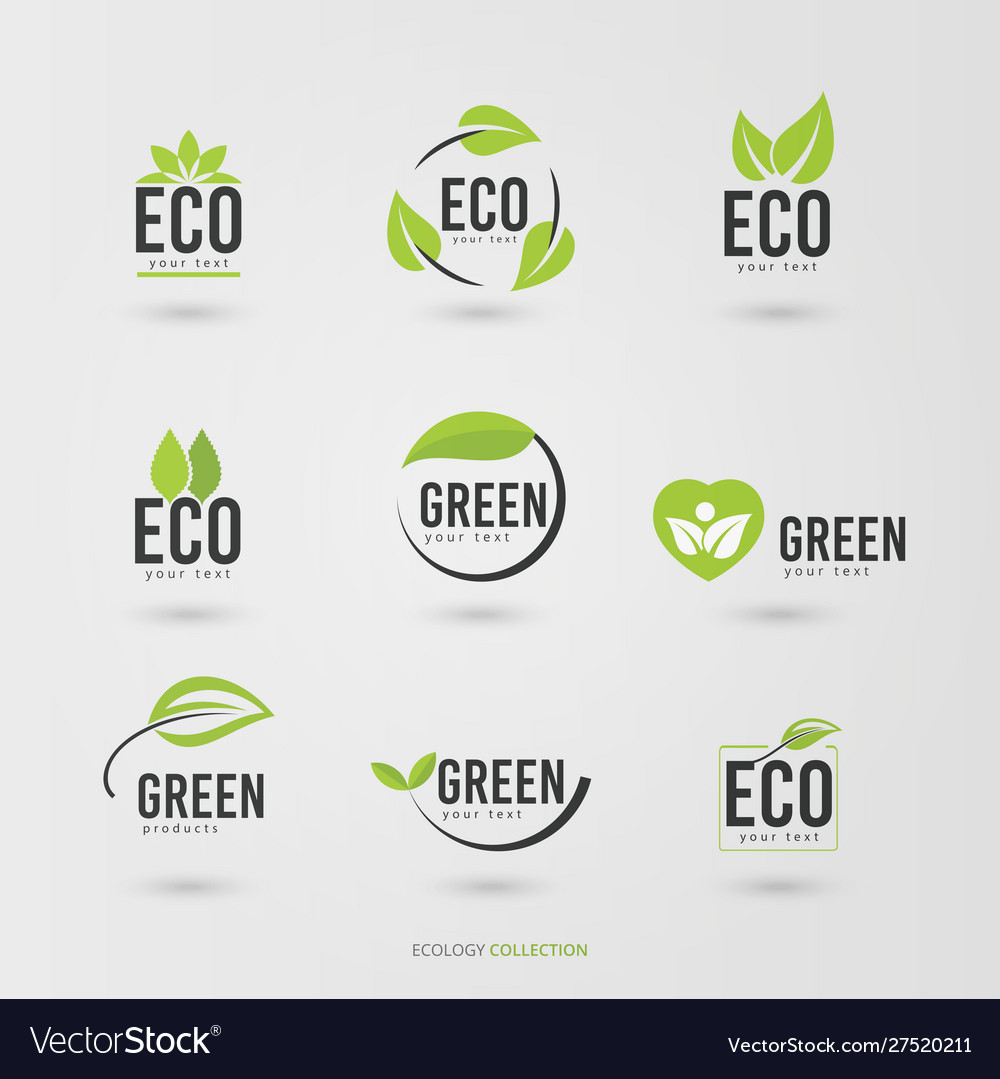 Green natural ecology logo set Royalty Free Vector Image