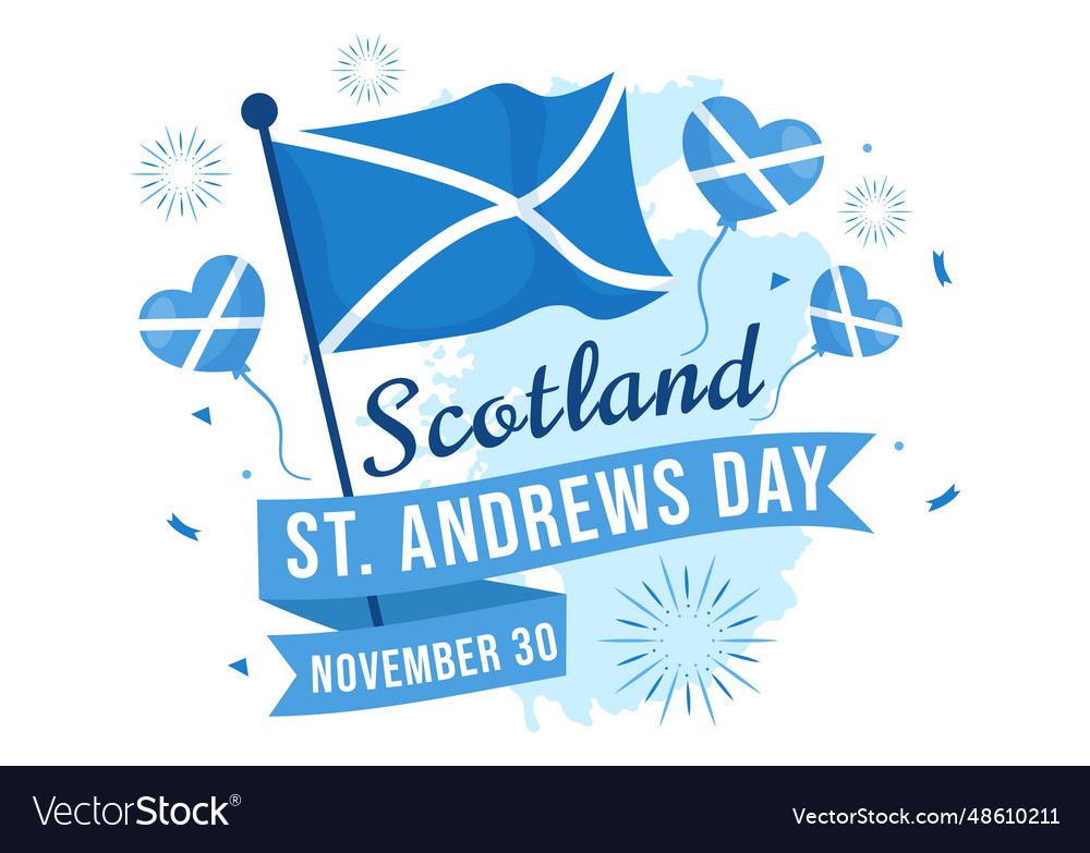 Happy st andrew day on 30 november with scotland Vector Image