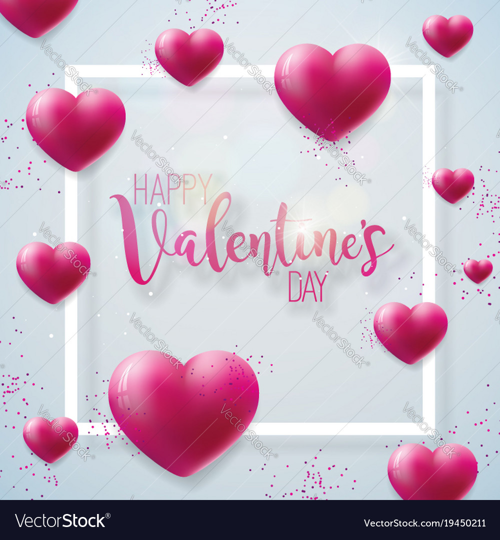 Happy valentines day with red hearth Royalty Free Vector