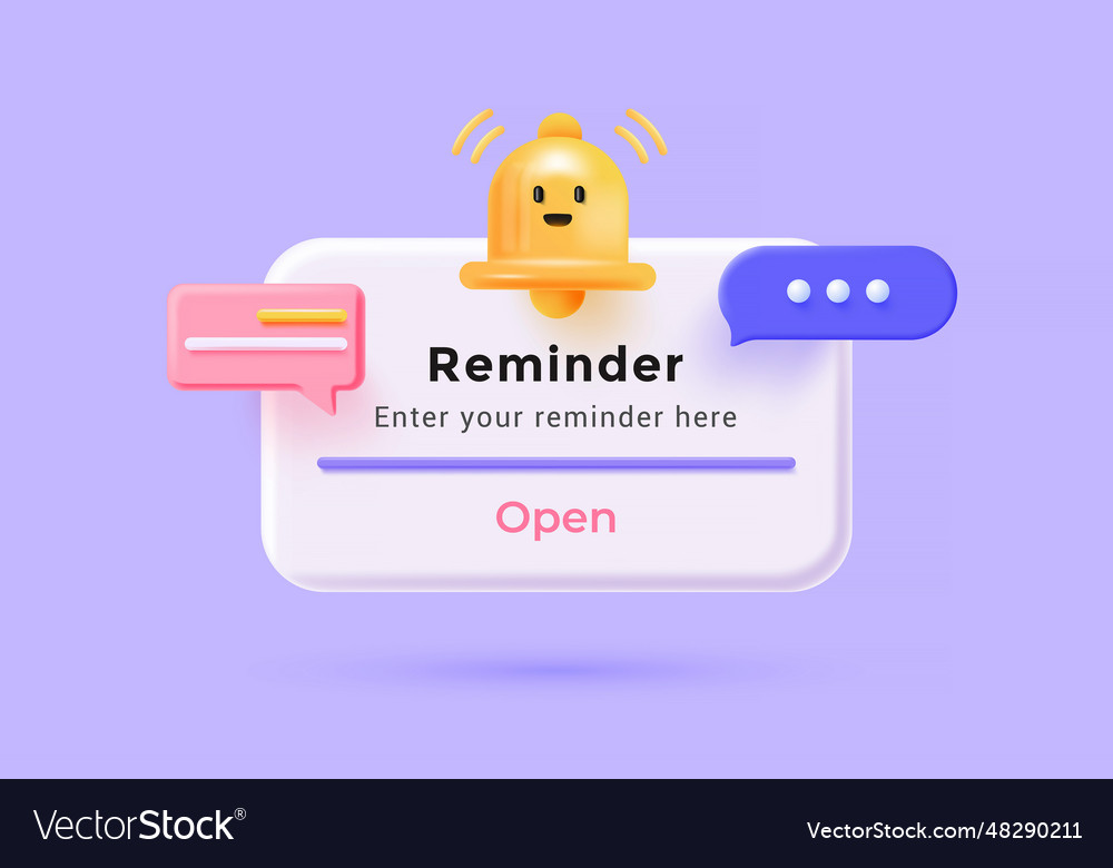 Modern 3d of reminder concept 3 Royalty Free Vector Image