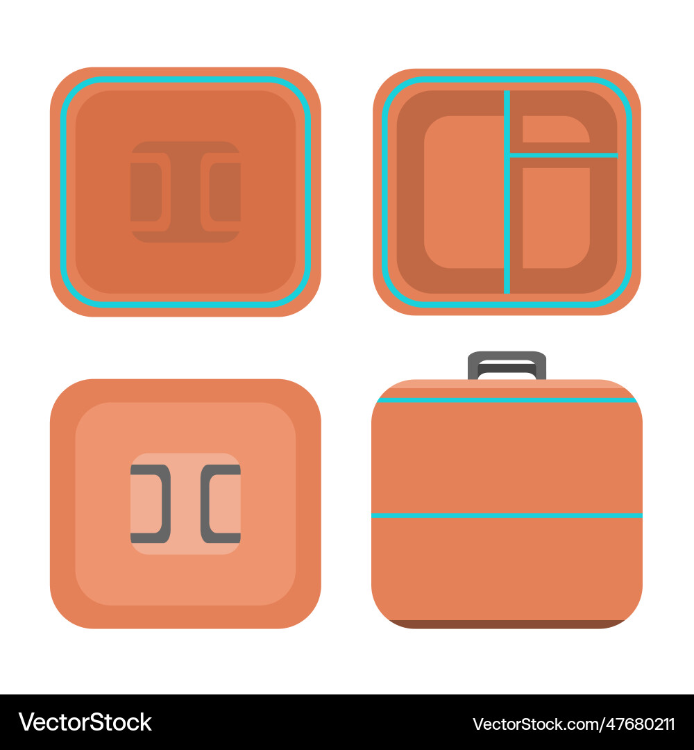 Peach colored lunch box or basket with 4 sh Vector Image