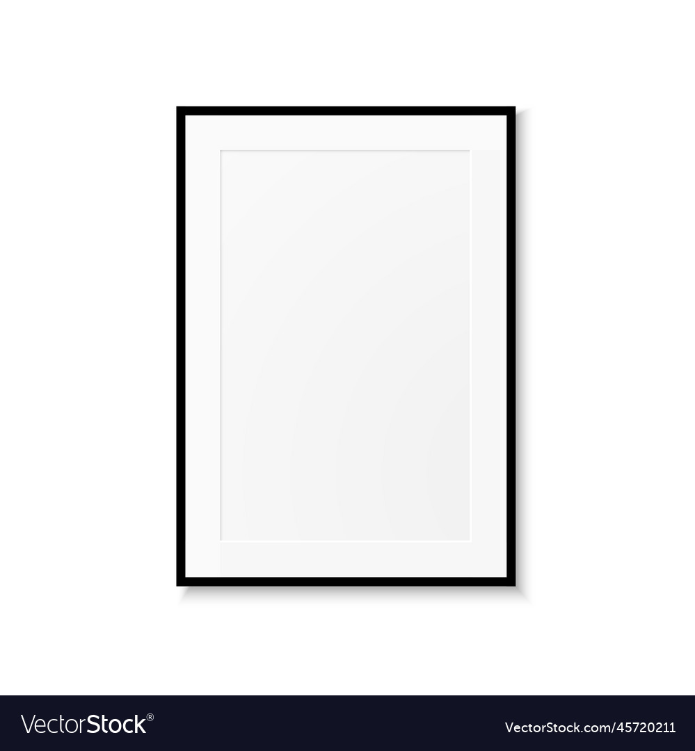 Realistic picture frame with black border and Vector Image