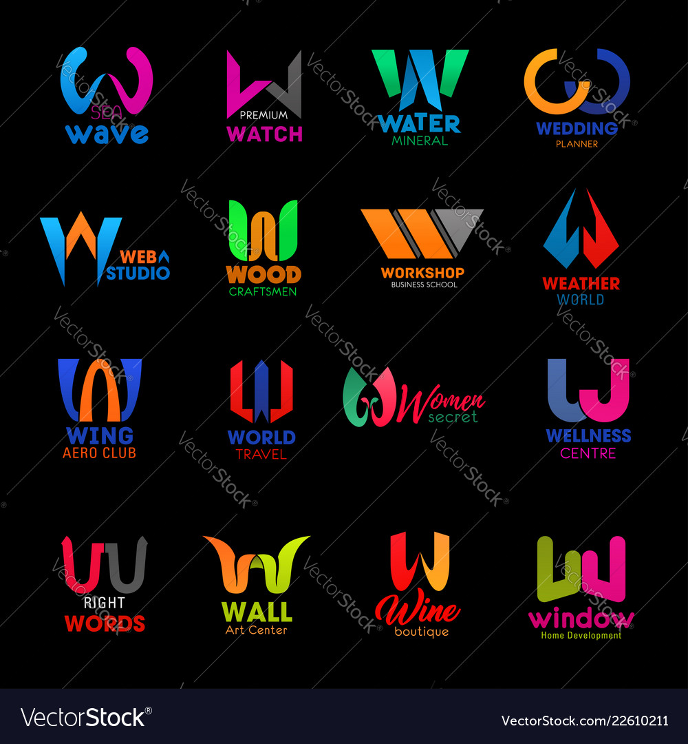 Letter w business icons Royalty Free Vector Image