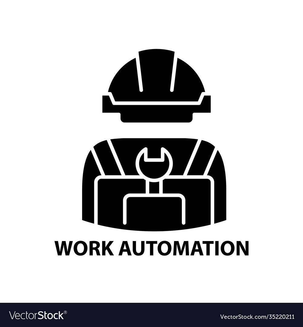Work automation icon black sign Royalty Free Vector Image