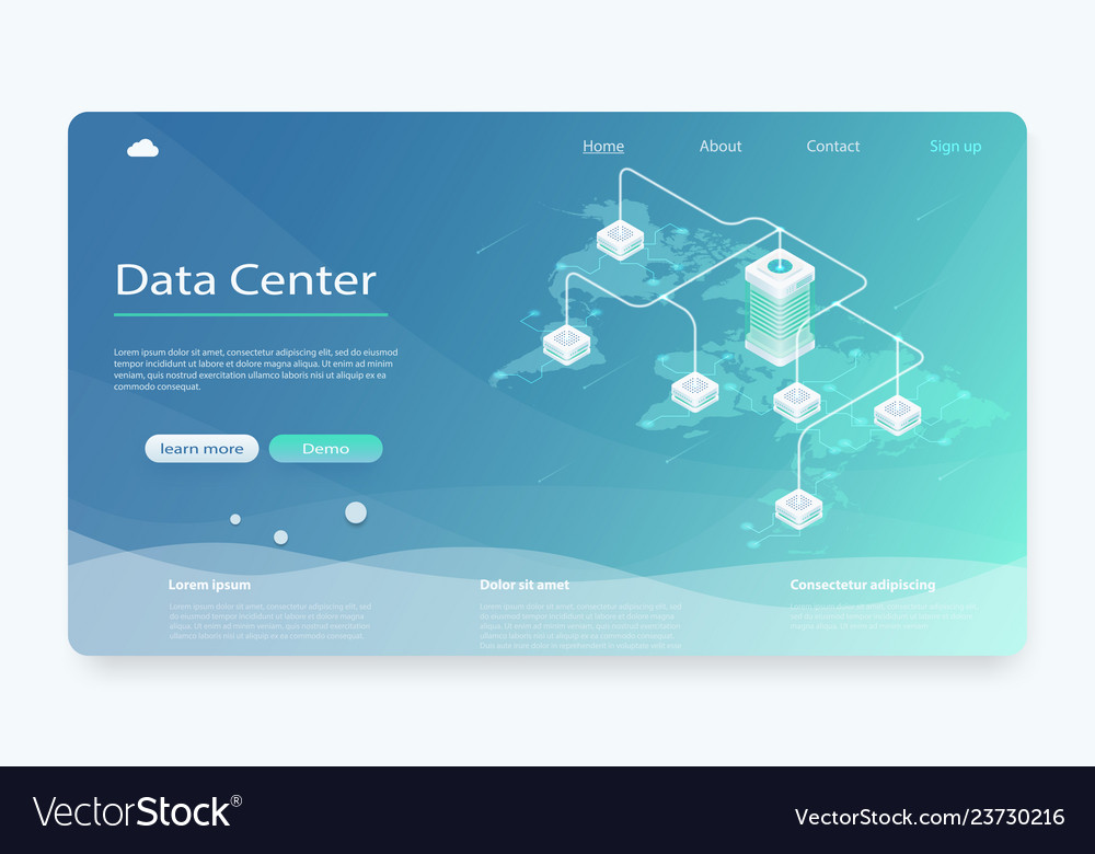 Big modern data center server room vector image Big modern data center server room