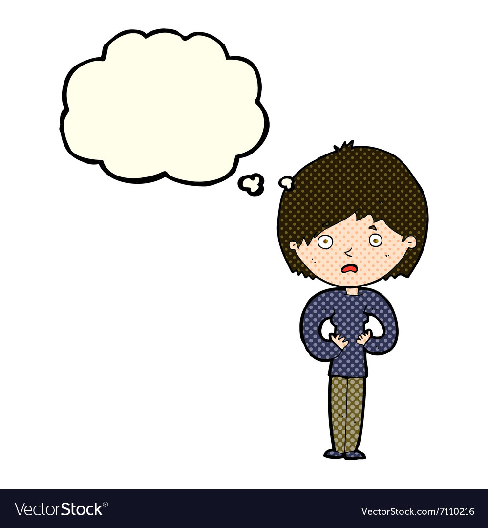 Cartoon Woman Making Who Me Gesture With Thought Vector Image