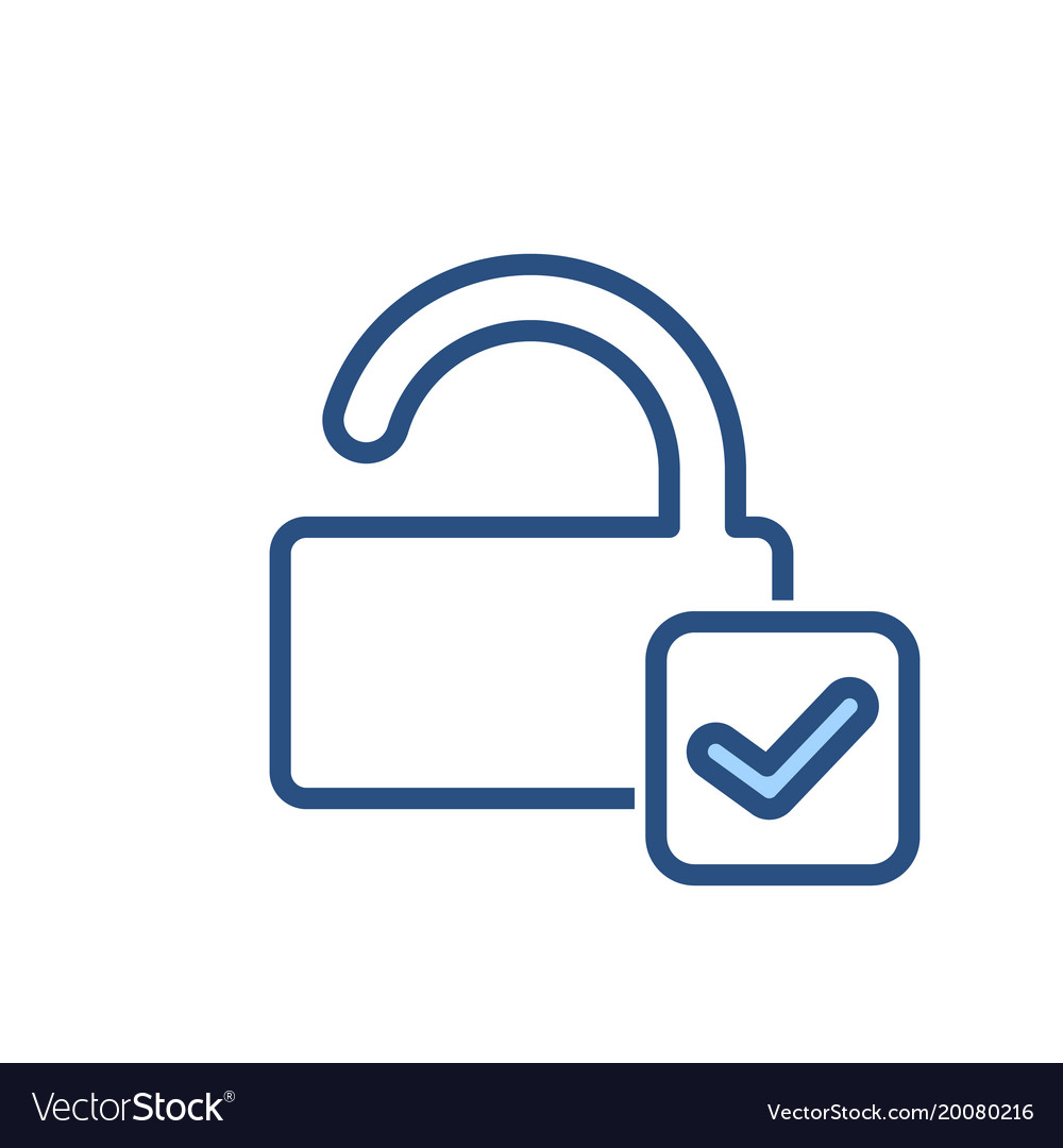 Check lock open security icon Royalty Free Vector Image