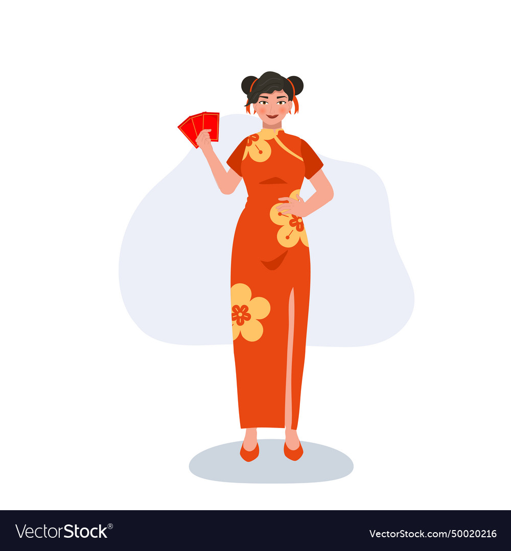 Chinese new year celebration elegant asian woman Vector Image