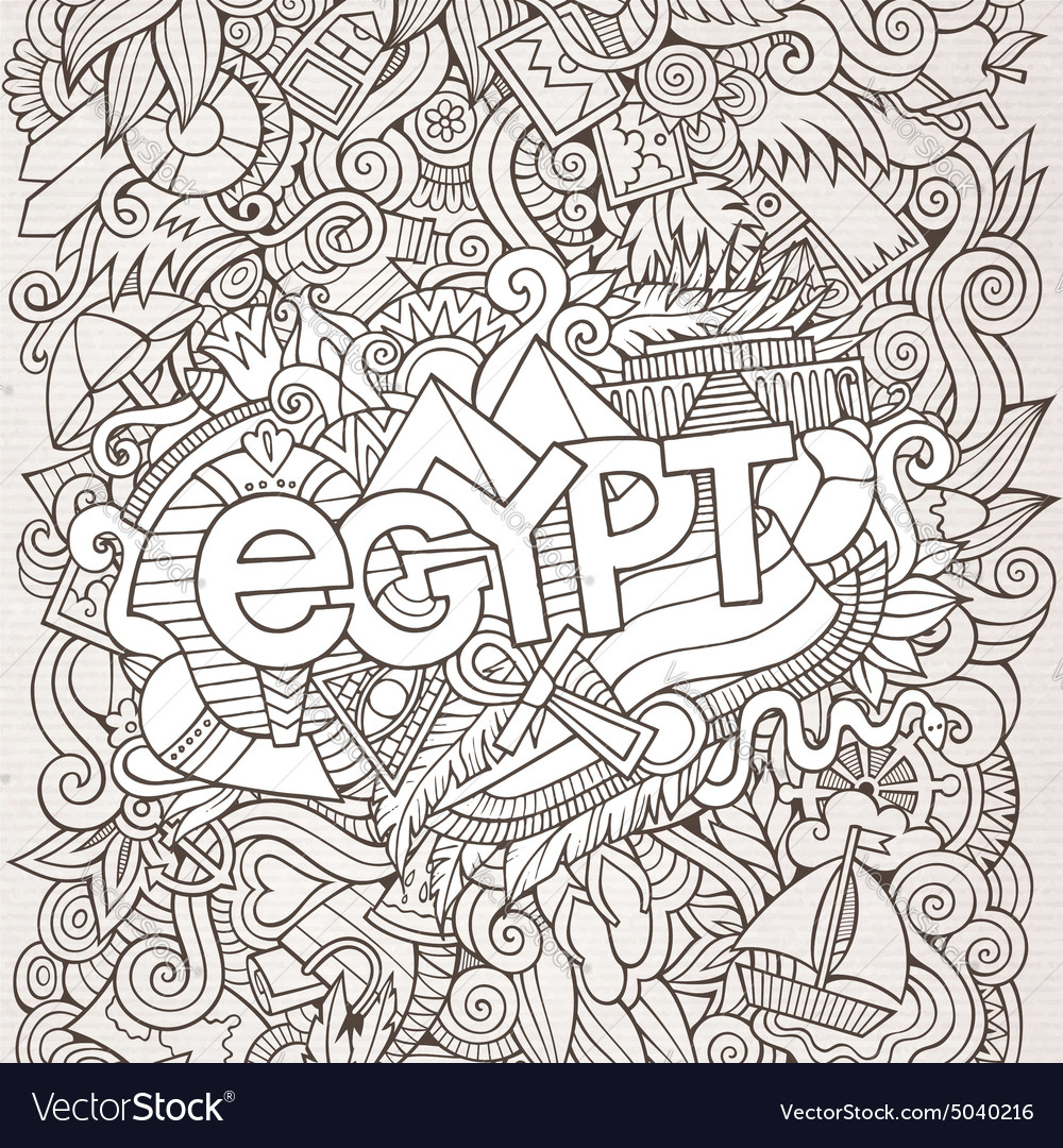 Egypt hand lettering and doodles elements Vector Image