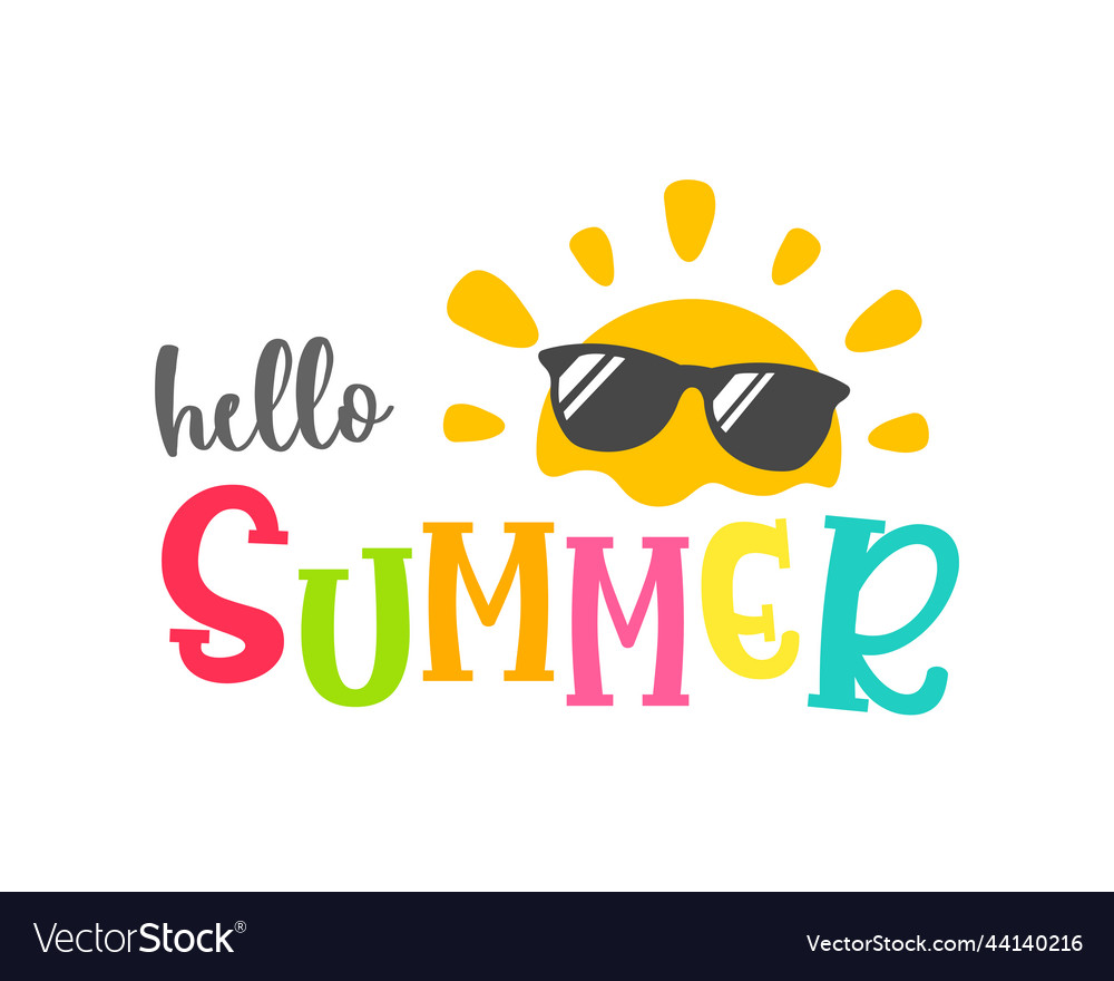 Hello summer label decorated with ice cream Vector Image